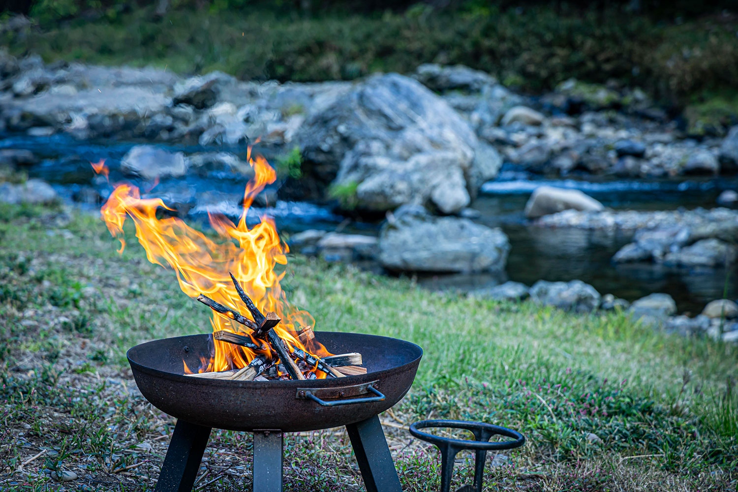 Enjoying a bonfire with the family